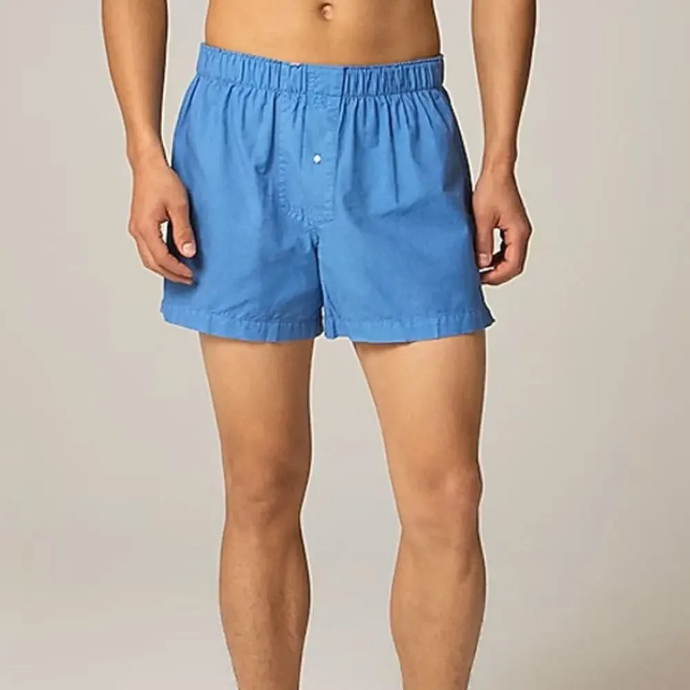 J.Crew Boxer Short Mens S Blue Broken-in Organic Cotton Oxford Elastic Waistband